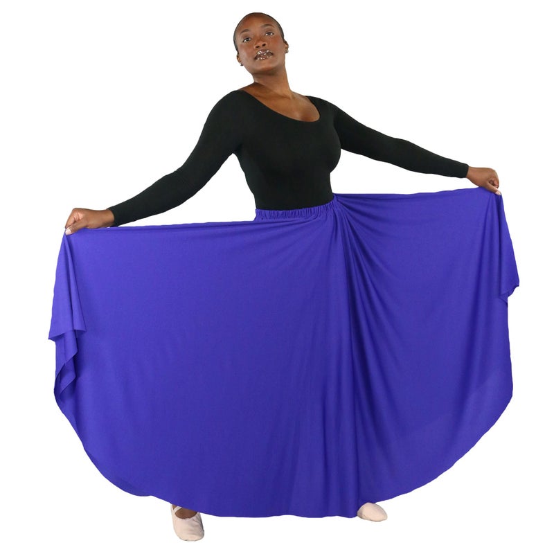 Danzcue Womens Long Full Circle Dance Skirt, Deep Purple, S-M - Image 3